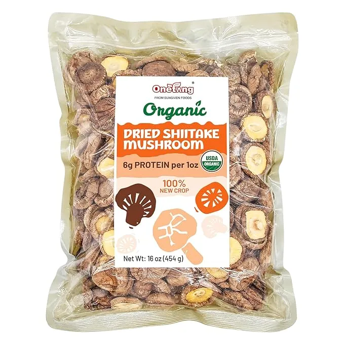 ONETANG Organic Natural Dried Mushrooms - Premium Flavors |AAA Grade Extra Dry Mushrooms for Soups, Sauces, Pasta and Risotto, Rehydrate Quickly, All Natural & Vegan | 16 Oz