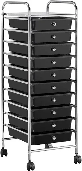 10 Drawer Cart Rolling Plastic Storage Cart and Organizer Multipurpose