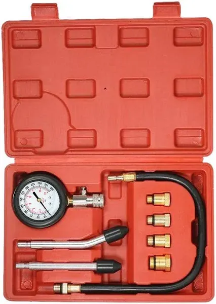 Big Red Torin Engine Compression Test Kit, 8 Pcs, 0-300 psi, Cylinder Compression Tester, Automotive Pressure Tool Gauge for Petrol Gas Engine of