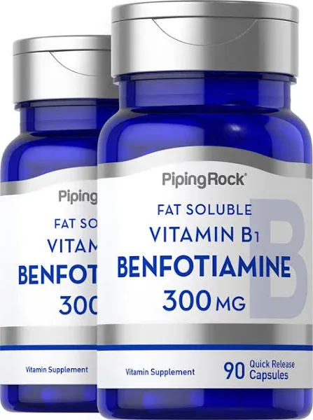 Benfotiamine 300 mg | 90 Capsules | Fat Soluble Vitamin B-1 Supplement | by Piping Rock