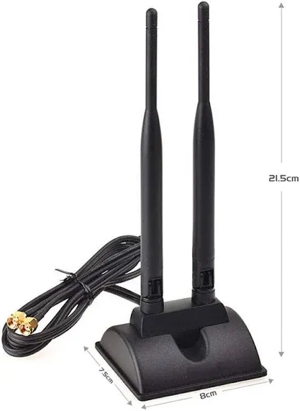 Eightwood 2.4GHz 5GHz Dual Band WiFi Antenna, Triple RP-SMA Antenna Magnetic Base for PC Desktop Computer, PCIe WiFi Card, WiFi Wireless Router, Mobile Hotspot, External WiFi USB Adapter