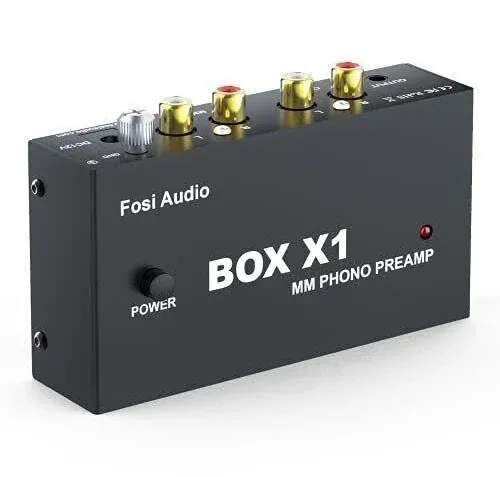 Fosi Audio Box X1 Phono Preamp for mm Turntable Mini Stereo Audio Hi-Fi Phonograph/Record Player Preamplifier with 3.5mm Headphone and RCA Output with