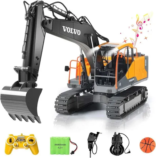 DOUBLE E Volvo RC Excavator 17 Channel 3 in 1 Construction Toys 17 Channel R