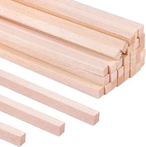 (30-Pack) 12” x 1/2” x Square Wood Dowel Rods - Hardwood 1/2&#034; - 30pk 