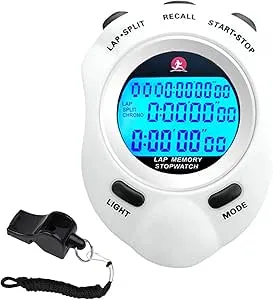 Stopwatch, Metal Stop Watch for Sports 10/100/400 Laps, Stopwatches Timer for Coach Sports Running with 0.01second & 0.001second Timing, Conutdown, Alarm