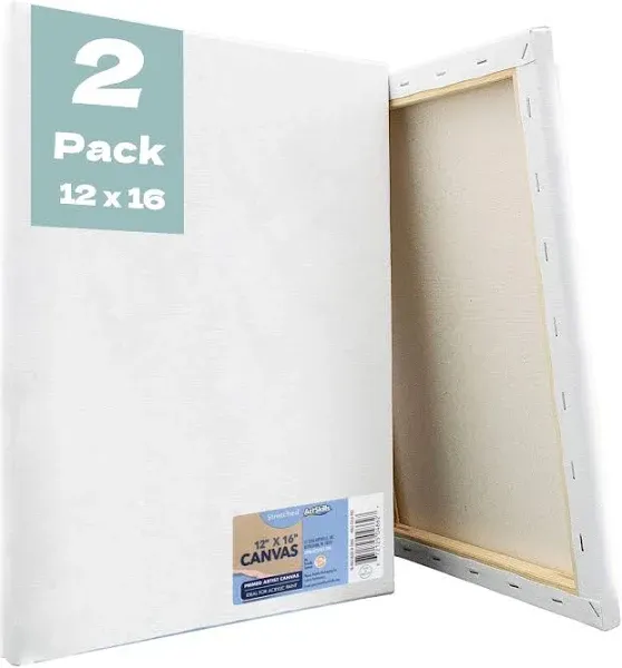 ArtSkills Stretched Canvases for Painting, 12x16 Canvas Painting Supplies for Artists, Blank Canvas Pack, 2-Pack