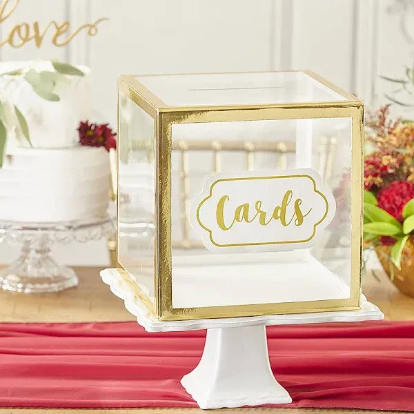 Kate Aspen Gold Frame Collapsible Acrylic Card Box