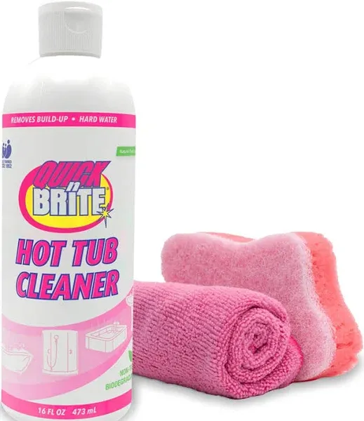 Quick N Brite Heavy Duty Hot Tub Cleaner Kit - Non-abrasive Cleaning Gel with Sponge and Cloth, 32 oz. (Packaging May Vary)