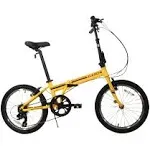 Zizzo Campo 7-Speed Folding Bicycle, Yellow / 20 inch