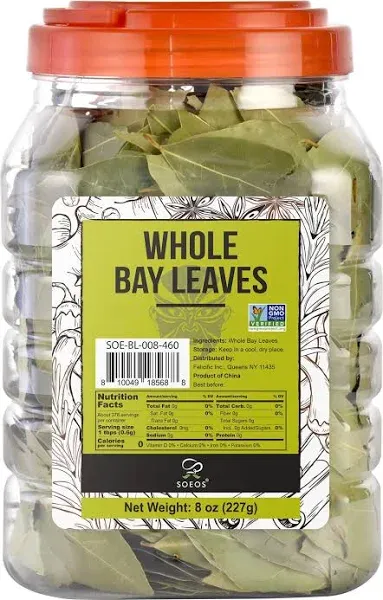 Soeos Bay Leaves 2oz 57g, Non-GMO Verified,Natural Dried Bay Leaf,Freshly Packed ...