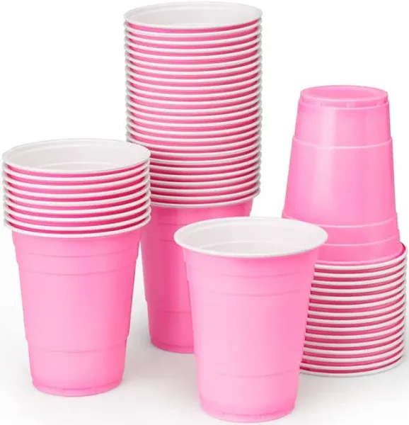 50 Matte Pink Plastic Cups