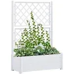 Vidaxl Garden Planter with Trellis 39.4x16.9x55.9 PP White