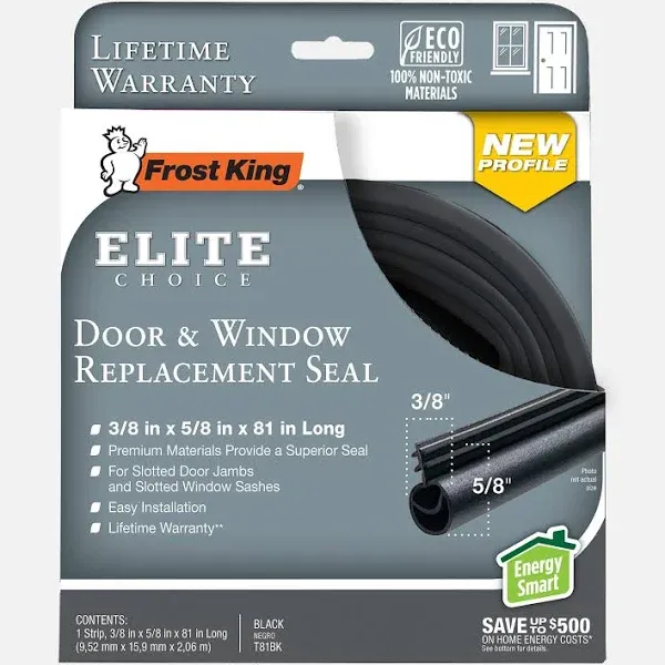 Frost King Door &amp; Window Replacement Seal 3/8&#034; Dia. x 81 Inches Long T81BK