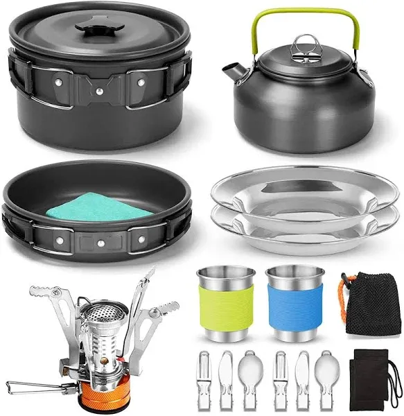 Odoland 16pcs Camping Cookware Mess Kit