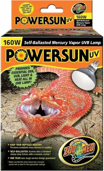 ZOO MED POWERSUN UV LAMP - 160 WATT - MERCURY VAPOR UVB