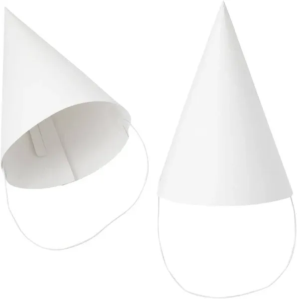 Bright Creations 50 Pack White Party Hats for Birthday - Blank Cone Hat for Painting, Crafts Supplies (6 in)