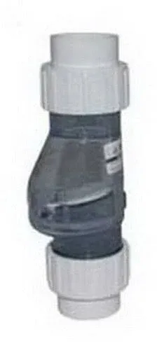 Zoeller 30-0043 2" PVC "Quiet Check" Solvent Weld with Union Check Valve (Clear Valve Body) in White