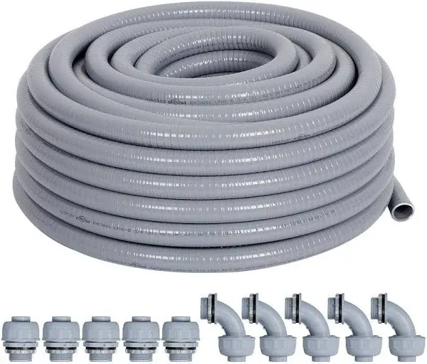 Liquid-Tight Conduit 3/4 50ft, Electrical Conduit w/UL Certification, Flexibl...