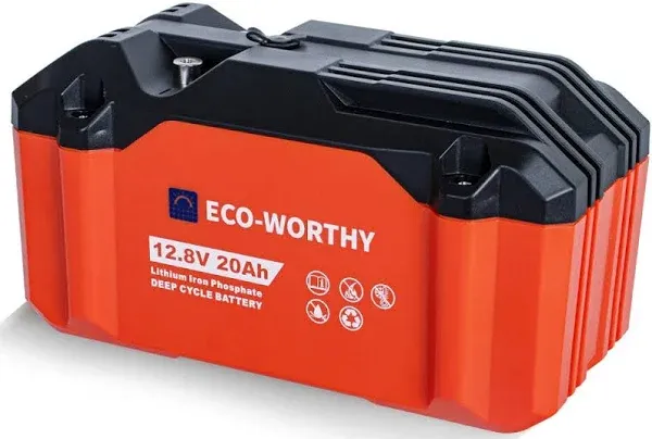 ECO-WORTHY Portable 12V 20AH LiFePO4 Deep Cycle Rechargeable Battery with 10-Amp 12V Smart Fully Automatic Battery Charger