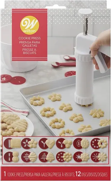 Wilton Cookie Press with 12 Assorted Discs. NEW 🌷