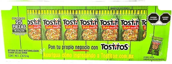 Sabritas Tostitos Salsa Verde 25 Pack. Mexican Chips. 25.0 Count