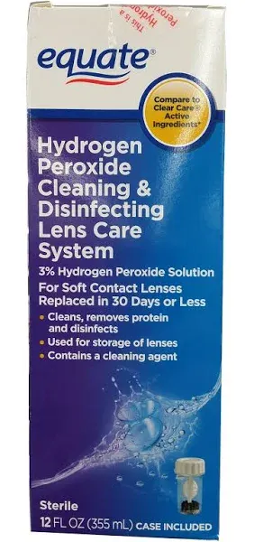 Equate 3% Hydrogen Peroxide Cleaning &amp; DisinfectingLe<wbr/>ns Care System, 12 fl oz