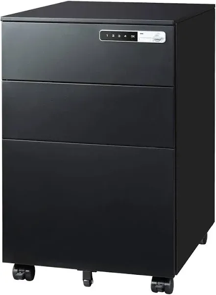 DEVAISE 3-Drawer Mobile File Cabinet with Smart Lock, Pre-Assembled Steel Pedest