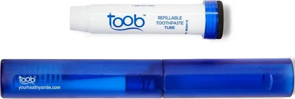 Toob 4-in-1 Refillable Travel Toothbrush Kit - Blue