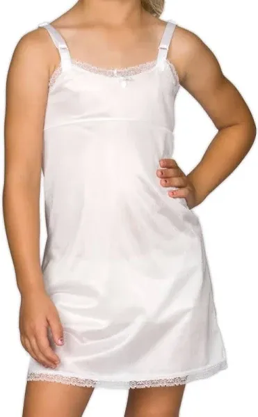 I.C. Collections Girls' Adjustable Nylon Slip - White 4