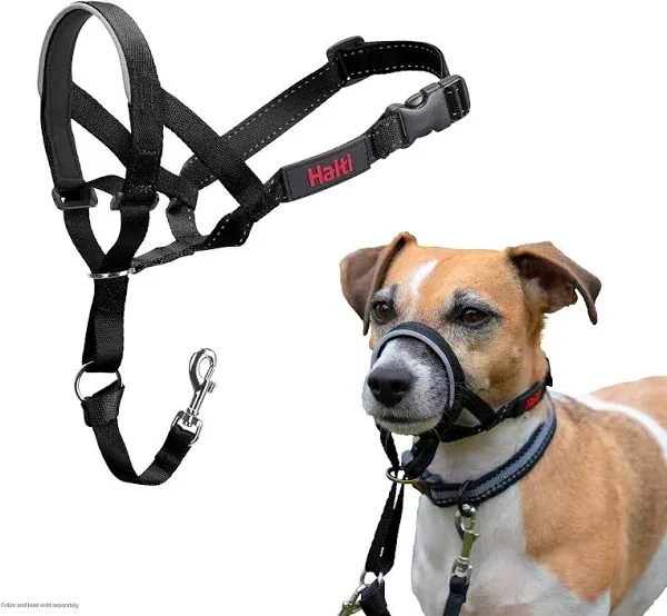 HALTI Headcollar - To Stop Your Dog Pulling on the Leash. Adjustable, Reflective and Lightweight, with Padded Nose Band. Dog Training Anti-Pull Collar for Small Dogs (Size 0, Black)