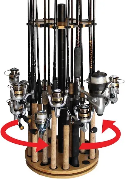 Fishing Rod Holder 24 Poles Garage Storage 360° Rotating Rack Tackle Organizer