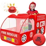 Fire Truck Tent for Kids, Toddlers, Boys & Girls - Red Fire Engine Pop Up Preten