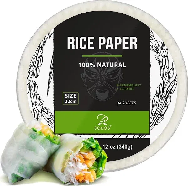 Rice Paper, White Rice Paper Wrappers, 3 Pack, 34 Sheets-Fresh Spring Roll Wr...