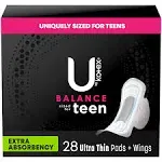 U by Kotex U Teen Ultrathin Pads With Wings Extra Absorbency (8.6 oz)