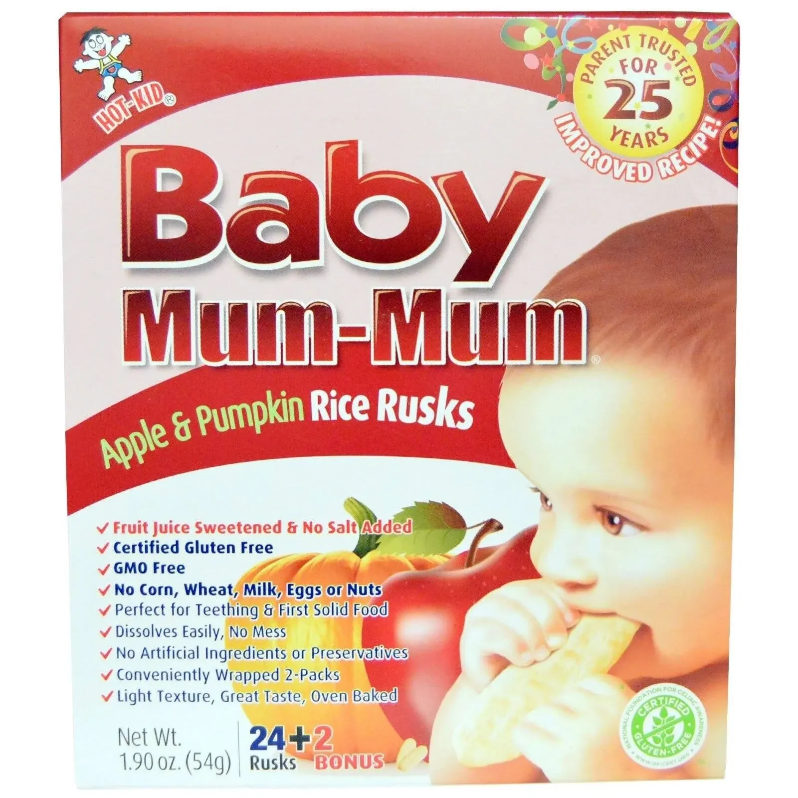 Hot Kid, Baby Mum-Mum, Apple & Pumpkin Rice Rusks, 24 Rusks (50g) on OnBuy