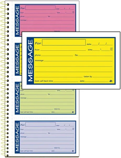 Adams Wirebound Telephone Message Book Two-Part Carbonless 200 Forms SC1153RB