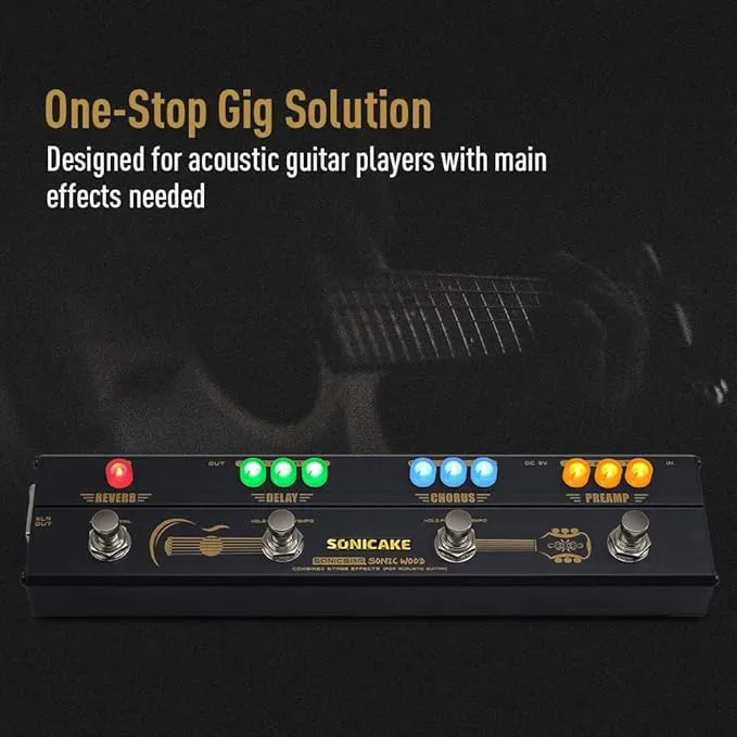 SONICAKE Acoustic Pedal Guitar Effect Acoustic Pedal Multi Effects Preamp Chorus