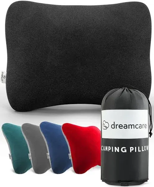 DREAMCARE Camping Pillow, Memory Foam Travel Pillow, Camping Accessories - Small Pillow Camping Essentials Camping Pillows for Sleeping, Backpacking Pillow, Travel Pillows for Sleeping (Medium,Black)