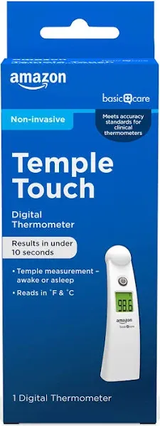 Amazon Basic Care Temple Touch Digital Thermometer, White