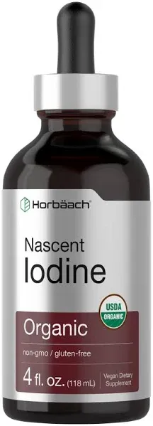 Nascent Iodine 325mcg 4oz Organic Liquid Supplement Non-GMO Gluten Free Horbaach