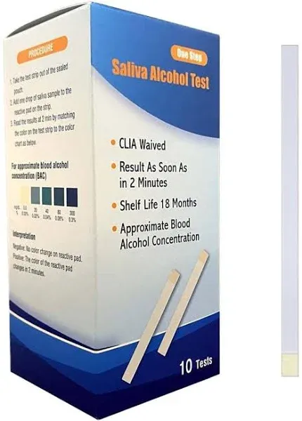 Prime Screen Saliva Alcohol Test Strip, High Accurate Home Test, Result in 2 Minutes - 25 Tests