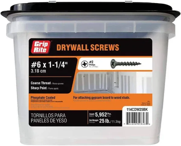 Grip-Rite #6 x 1-1/4-in Bugle Coarse Thread Drywall Screws (25-