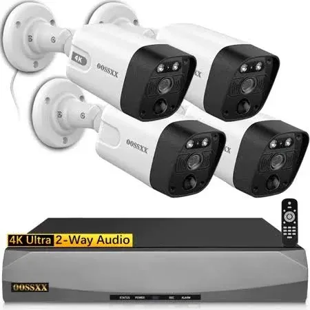 (4K/8.0 Megapixel & 130° Ultra Wide-Angle) 2-Way Audio PoE Outdoor Home Security Camera System Wired Outdoor Video Surveillance IP Cameras System