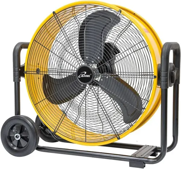 iLIVING Industrial Fan 14.6&#034;x32.5&#034;x29<wbr/>.4&#034; High Velocity in Yellow w/DC Motor