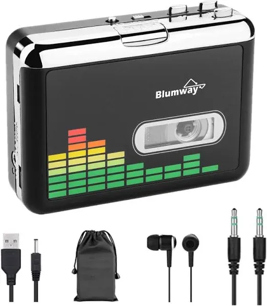 BlumWay USB Cassette to MP3 Converter Portable Walkman Cassette Tape Player to MP3 Digital Converter