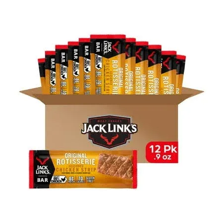 Jack Link&#039;s Meat Strips, Rotisserie Chicken, 12 Count – Great Protein Bar, 8g of