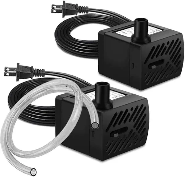 PULACO 2Pcs Mini Fountain Pump (50GPH 3W), Ultra Quiet Submersible Water Pump...