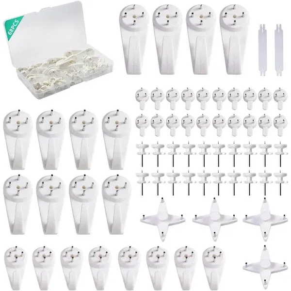 Picture Hanging Kit，Picture Hanger No Damage Wall Hangers for Picture Frame，68pcs Invisible Wall Nails for Concrete Wall, Hardwall and Cement Wall (Mix)