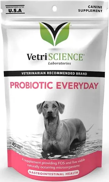 VetriScience Probiotic Everyday for Dogs, 45 Chews - Immune and Digestive Support Supplement for Dogs