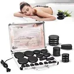 18 Hot Stones Massage Set with Warmer Basalt Rocks Portable Heating Spa Therapy